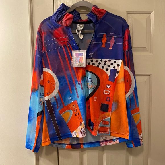 Simply Art by Dolcezza NWT Abstract Zip-Up Jacket Size Large, MSRP $145+ - Picture 1 of 8